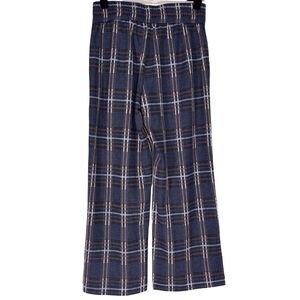 Liverpool Wide Leg Crop Pants Mabel Pull On Black Blue Plaid Women's Small NWT